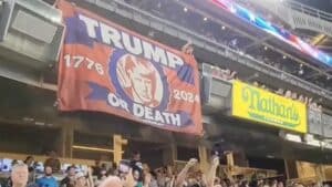 Trump Supporters Drop Massive 'Trump or Death' Flag at Yankee Game During God Bless America