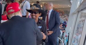 President Trump Says Hello to NASCAR Legend Richard Petty at Coca-Cola 600 (VIDEO)