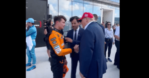 Good Luck Charm: After President Trump Fires Up F1 Crowd Outside McLaren Pit, McLaren Driver Lando Norris Wins First Ever F1 Race(Video)
