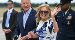Slack-Jawed Joe Biden Grabs Jill’s Arm as He Arrives for Hamptons Fundraiser (Video)