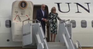 He’s Gone: Dr. Jill Escorts Feeble Joe Down the Air Force One Stairs So He Doesn’t Suffer Another Embarrassing Fall (VIDEO)
