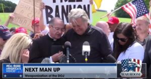 “St. Michael the Archangel – Be Our Protection Against Wickedness and Snares of the Devil” – Local Priest Prays for Steve Bannon and America As War Room Host Reports to Prison (VIDEO)